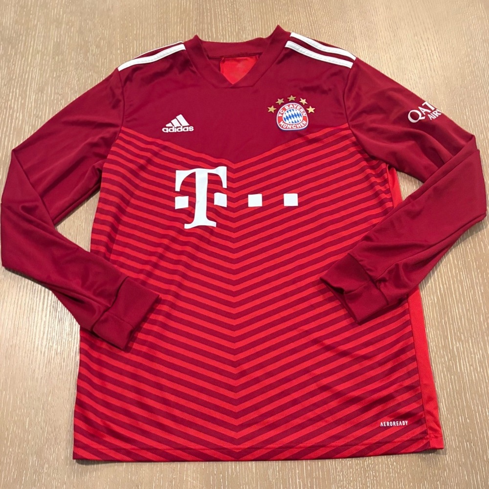 Adidas Bayern Munich Jersey Men's M Red Long Sleeve AEROREADY Soccer Shirt